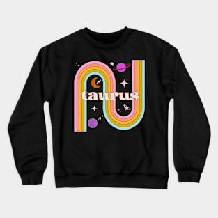 Taurus 70s Rainbow with Flowers Crewneck Sweatshirt